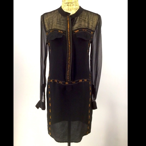 ARYN K Small Black Sheer Dress W/ Woven Inserts - Picture 2 of 15